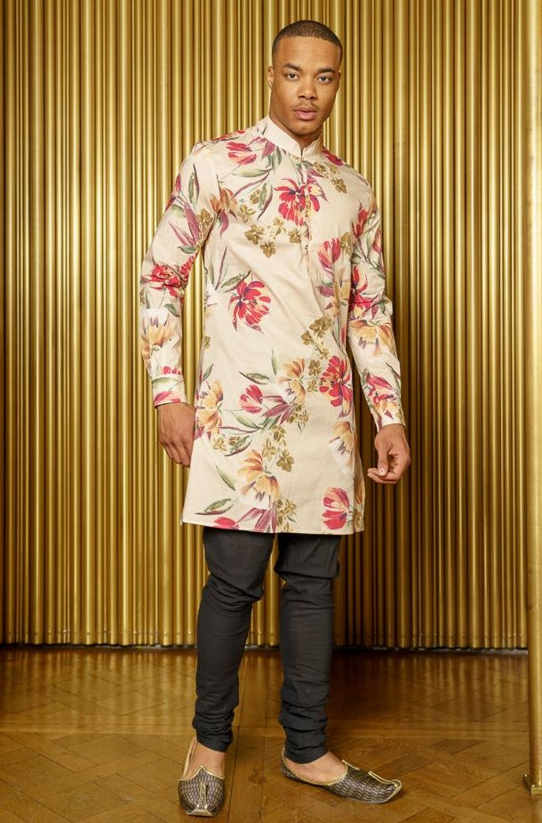 Cream Floral Kurta for Men | Beige Mens Kurta HarleenKaur Cream Floral Kurta for Men | Beige Mens Kurta HarleenKaur