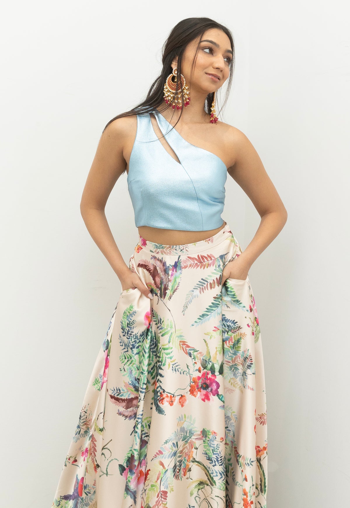VARI Metallic Lehenga Top