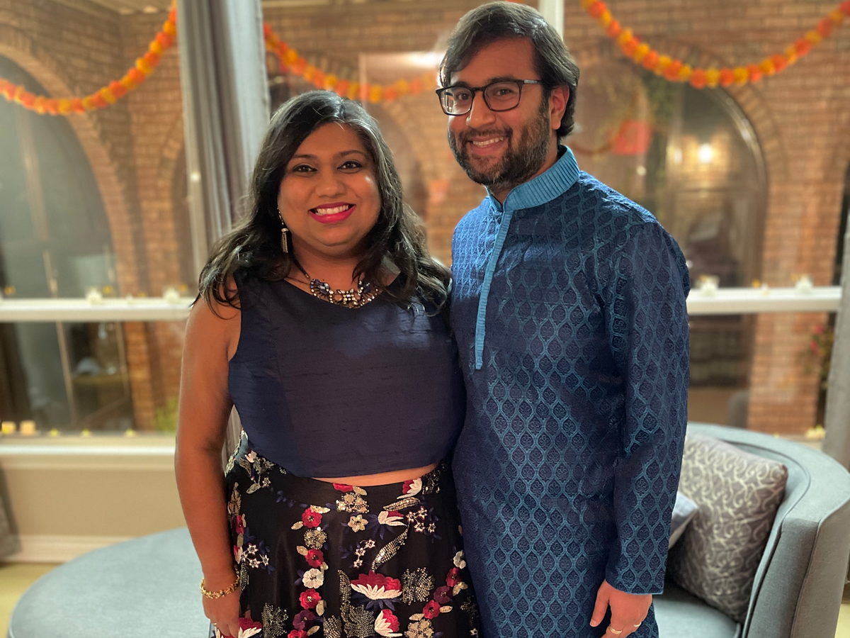 Aditi Verma in Blue and Black Sequin Lehenga Outfit for Diwali - Harleen Kaur