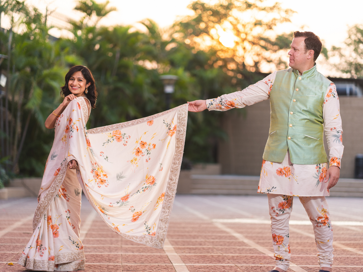 Custom Sangeet Looks for HK Couple Angeli and Robert