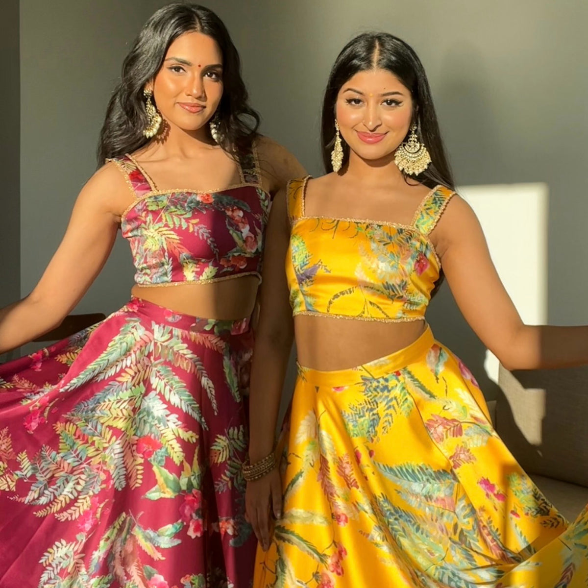 Sustainable Wine Floral and Yellow Floral Lehenga