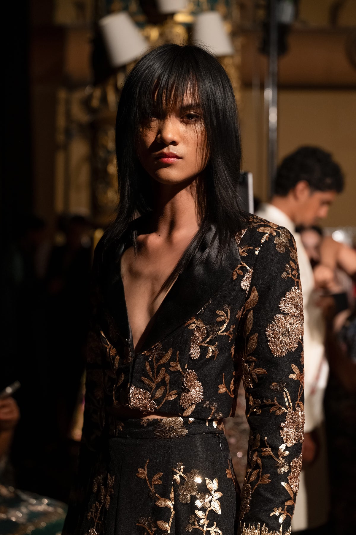 SHANIA Black and Gold Cropped Jacket