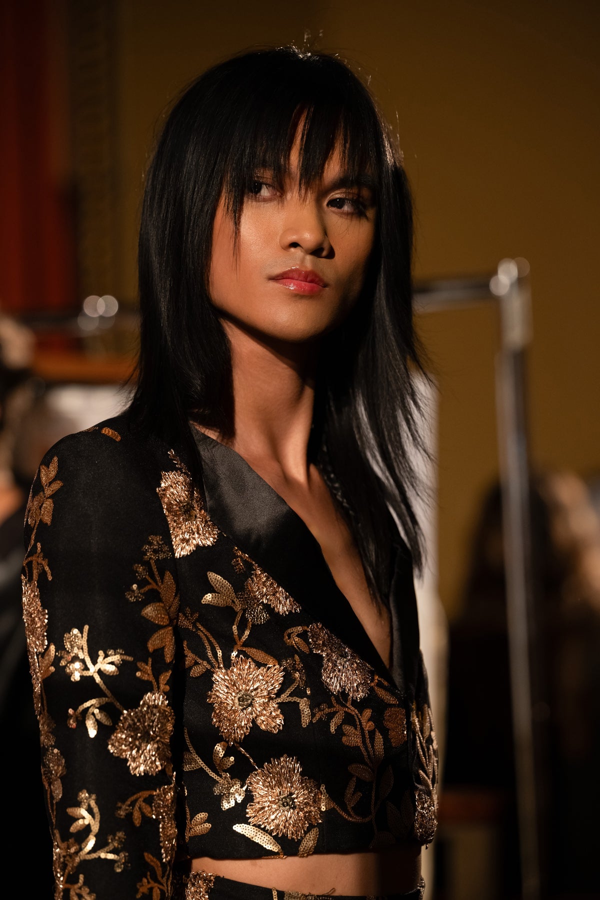 SHANIA Black and Gold Cropped Jacket