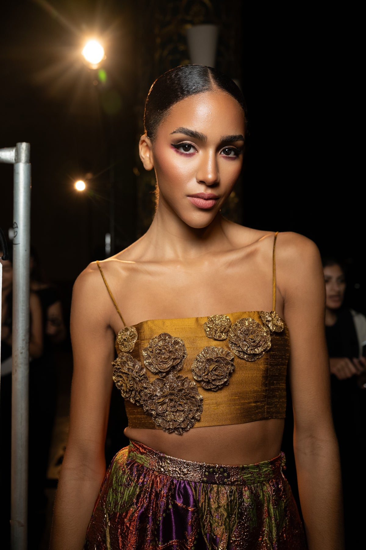 ZINARA Silk Embroidered Floral Top