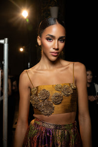 ZINARA Silk Embroidered Floral Top