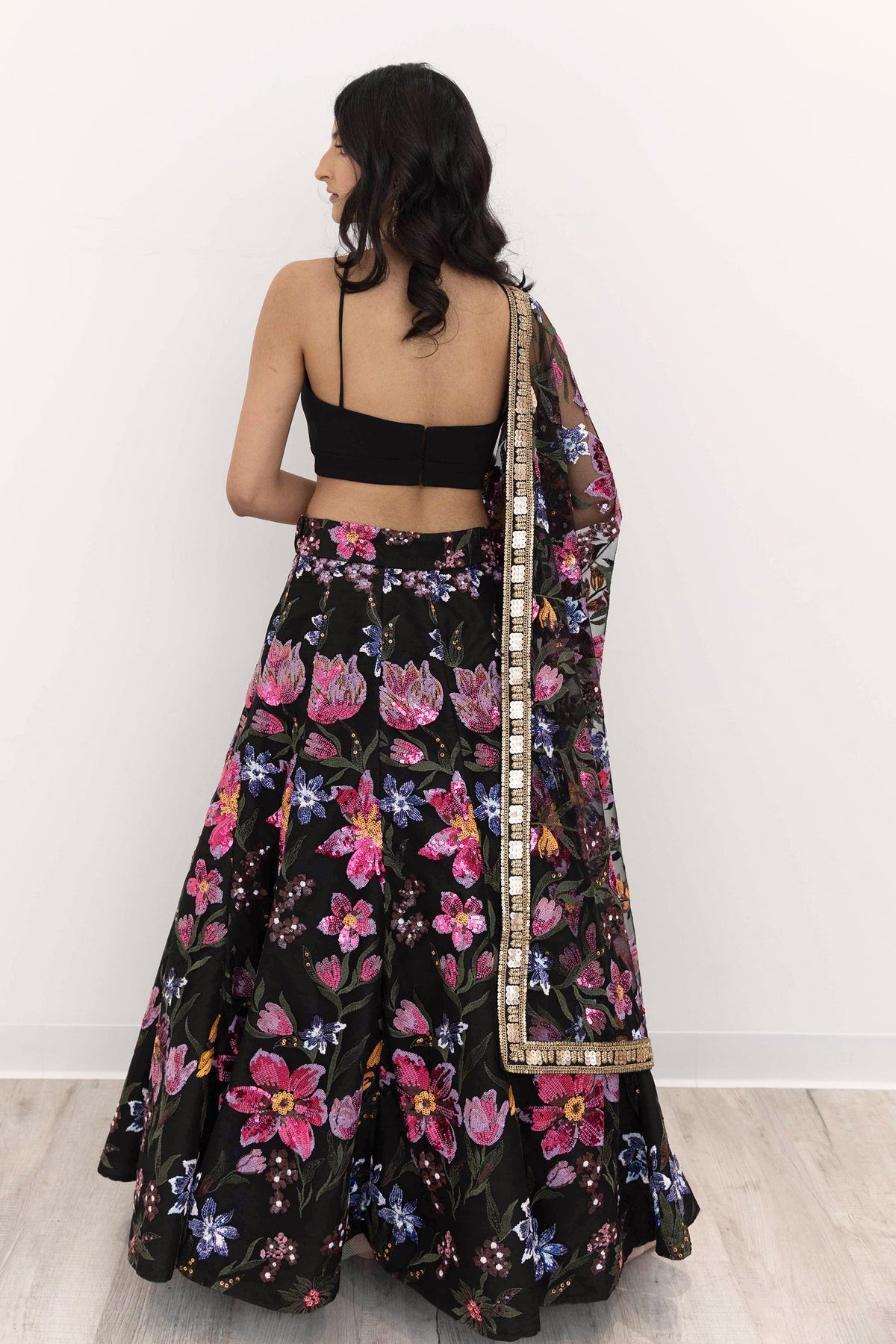 Sample 96 ZANIA Black Stretch Lehenga Top