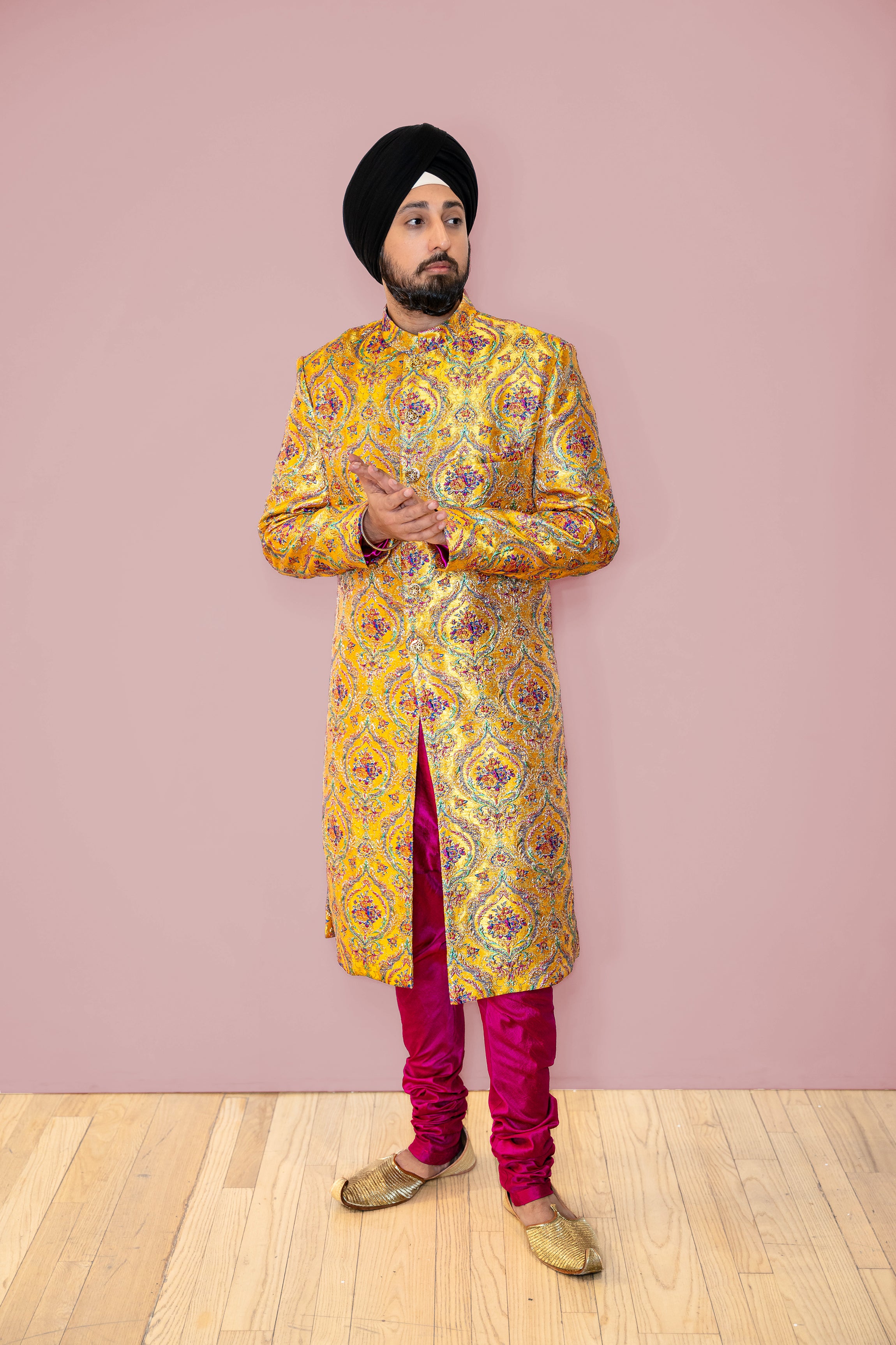 Yellow sherwani online for groom