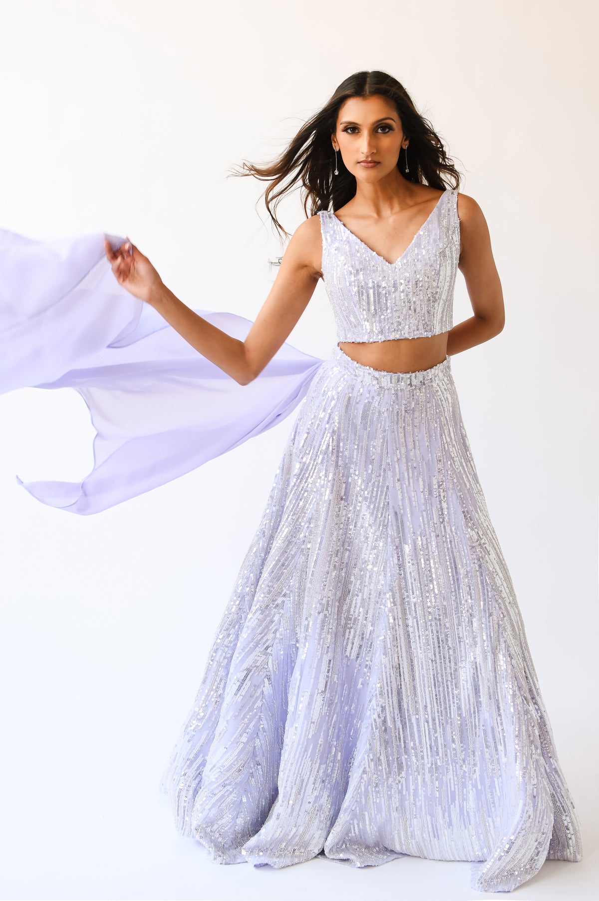 SHINAL Lavender and Silver Bridal Lehenga Skirt