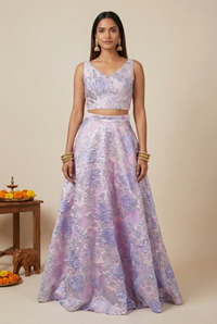 ANEELA Lavender Floral Lehenga Skirt
