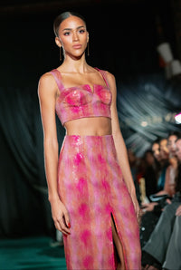 ANKARA Pink and Orange Lehenga Top