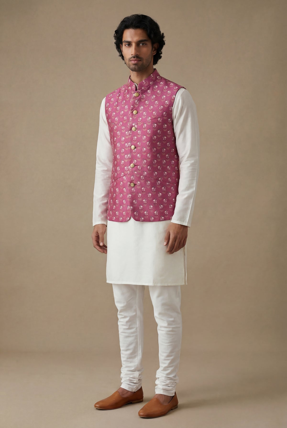 ARJUN Magenta Floral Bandi Vest (Sample)