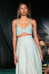 ASHANTI Recycled Glass Beaded Blue Lehenga Top