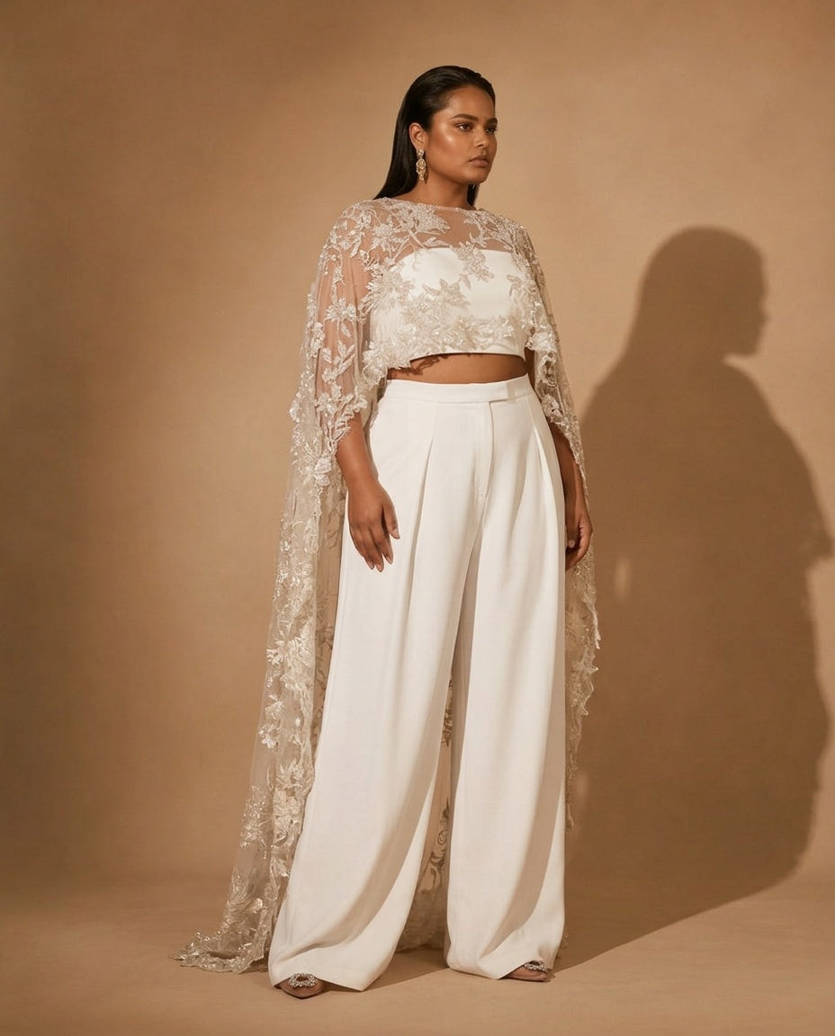 AVEENA Embroidered Gold Cape