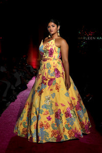 AZALEA Floral Rafia Yellow Lehenga Set