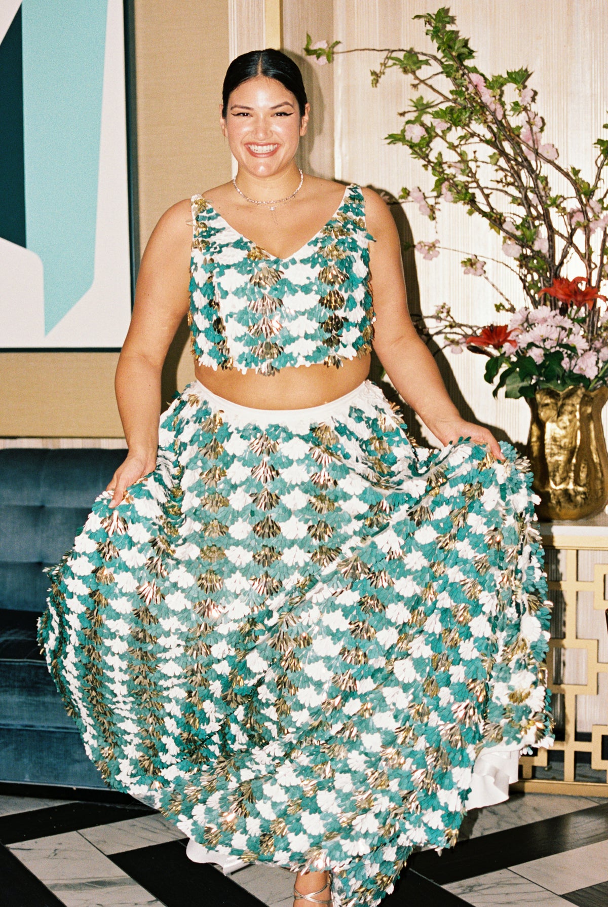 BENITA Green Sequin Lehenga Set