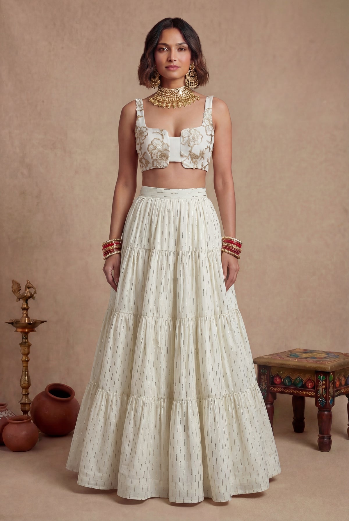 MILLY Foiled Cotton Skirt