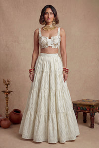 BLANCA White Lace Lehenga Top
