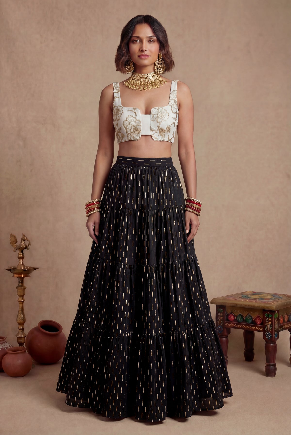 MILLY Foiled Cotton Skirt