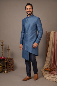BRAR Asymmetrical Silk Sherwani Jacket