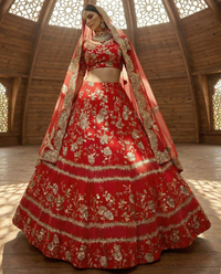 BRIELLA Red and Gold Sequin Lehenga Set