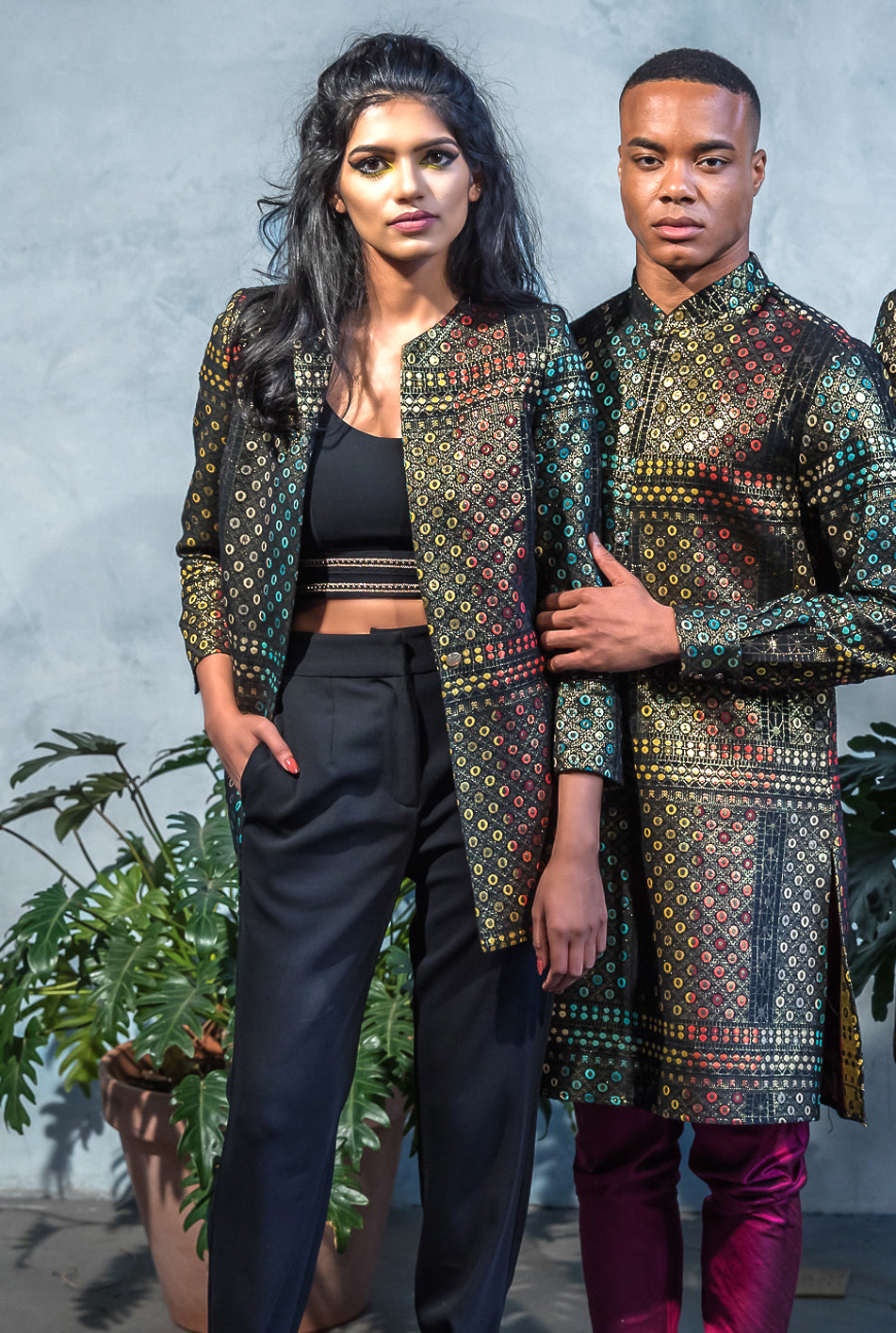 風着 Ｃｏｌｏｒｓ　ｏｆ　Ｉｎｄｉａ FARIA Geo Jacquard Indian Blazer Jacket | Indian Power Suit