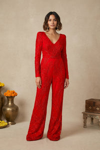 CAROLINA Red Beaded Jumpsuit
