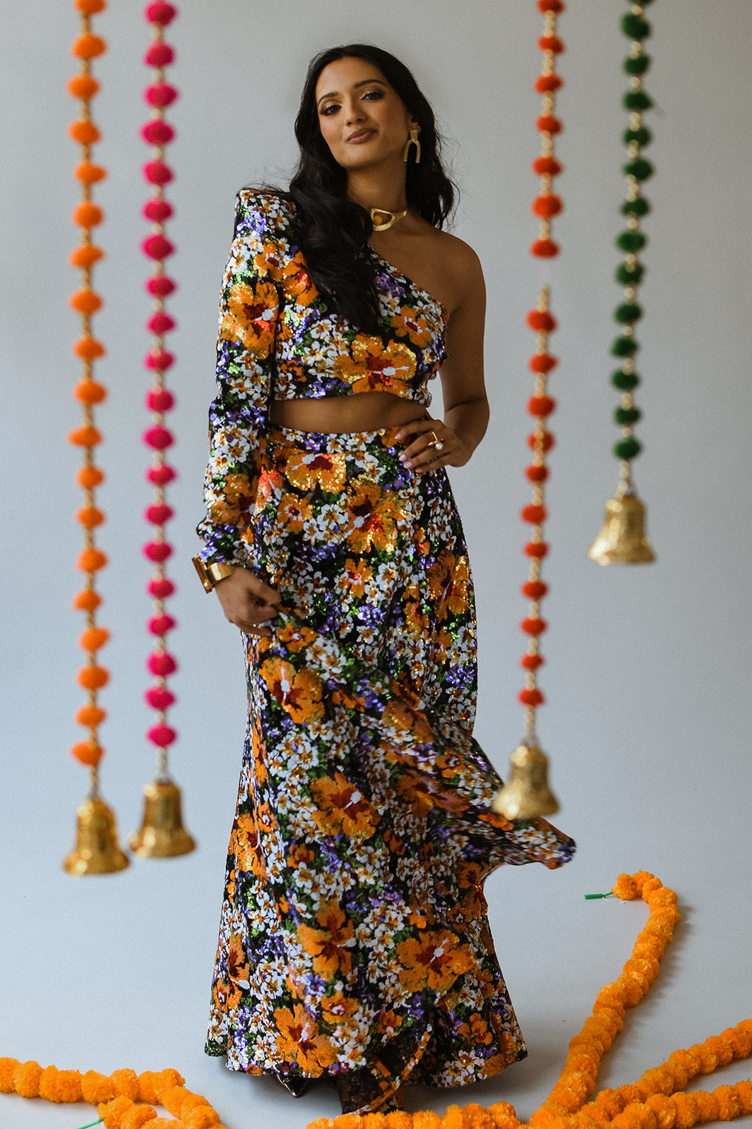 DAVINA Hibiscus Floral Sequin Lehenga Skirt – HarleenKaur