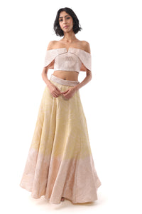 SORAYA Pale Yellow and Bronze Lehenga Top