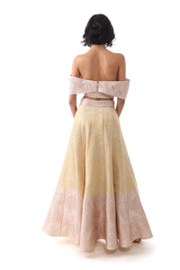 SALEEMA Pale Yellow and Bronze Lehenga Skirt