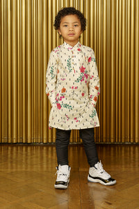 ANI Diamond Floral Kids Kurta - Front View - Harleen Kaur - Indian Kidswear