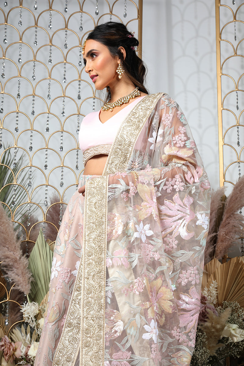 LADLI Pastel Floral Lehenga Skirt