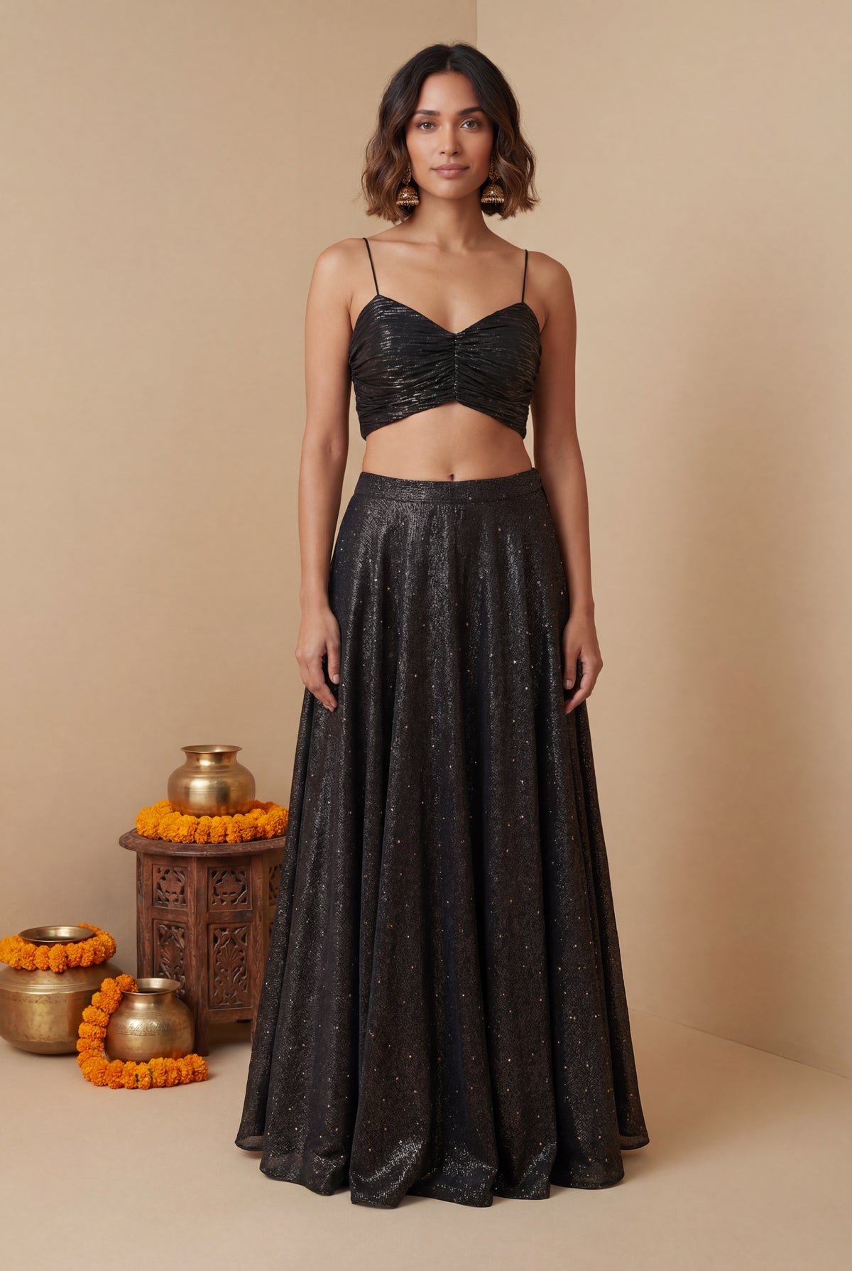 ELENA Metallic Chiffon Top