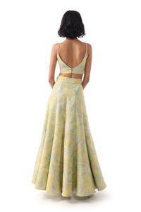 FAIZA Pale Yellow and Mint Metallic Lehenga Skirt