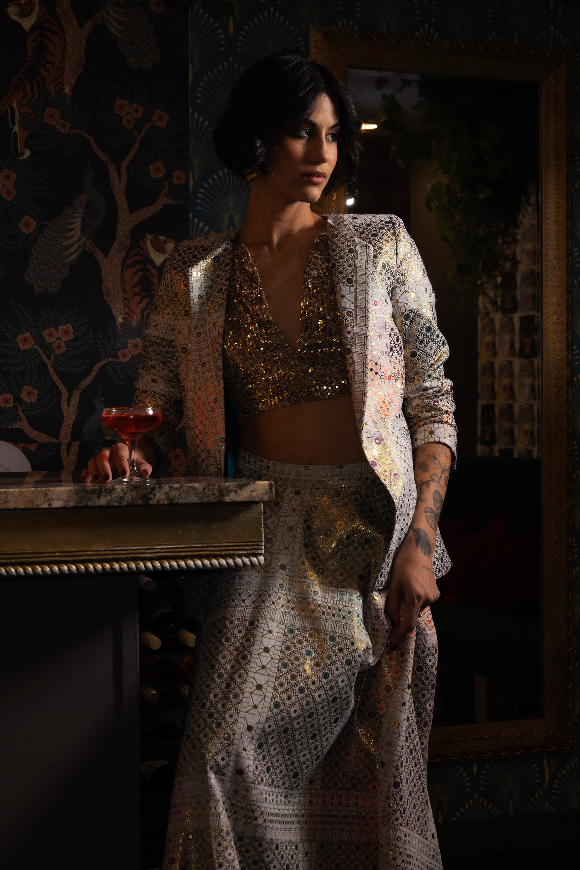 FARIA Geo Jacquard Indian Blazer Jacket | Indian Power Suit