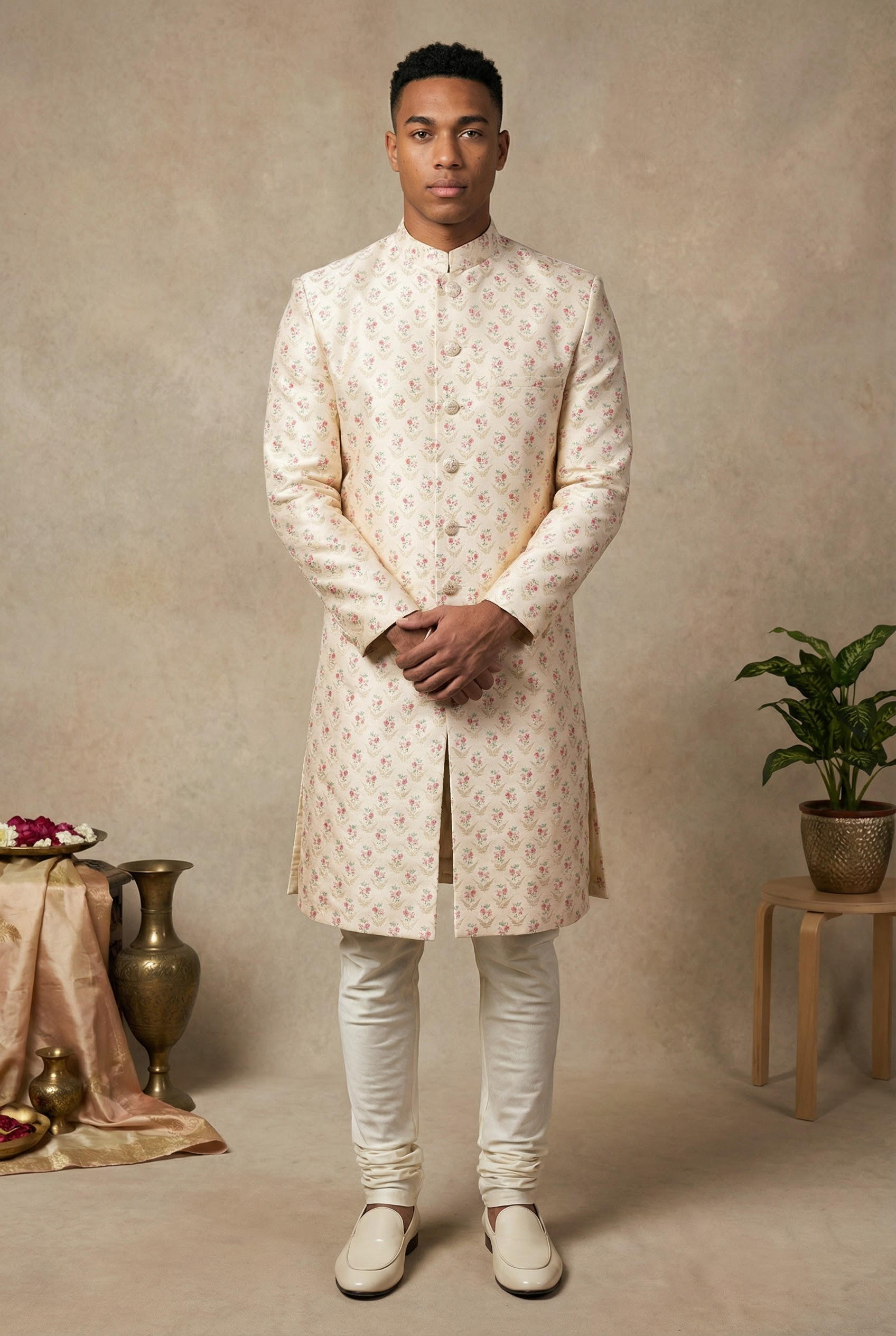 GAGAN Flower Motif Sherwani Jacket
