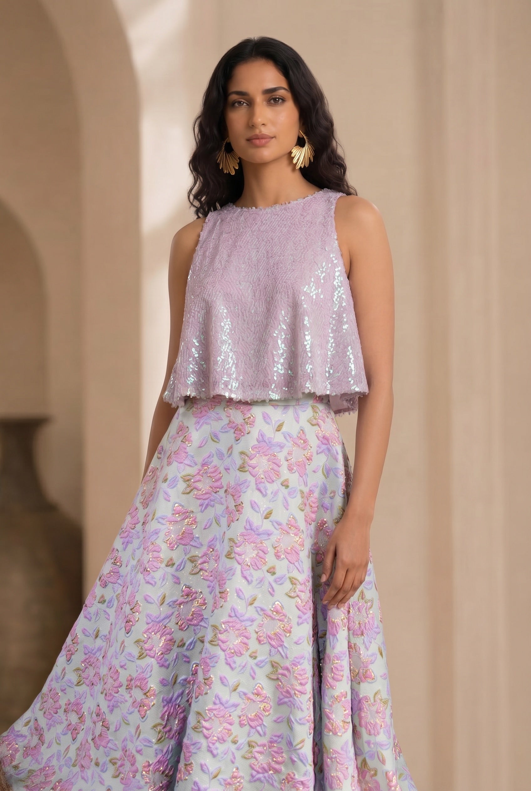 GIANNA Mermaid Sequin Lehenga Top