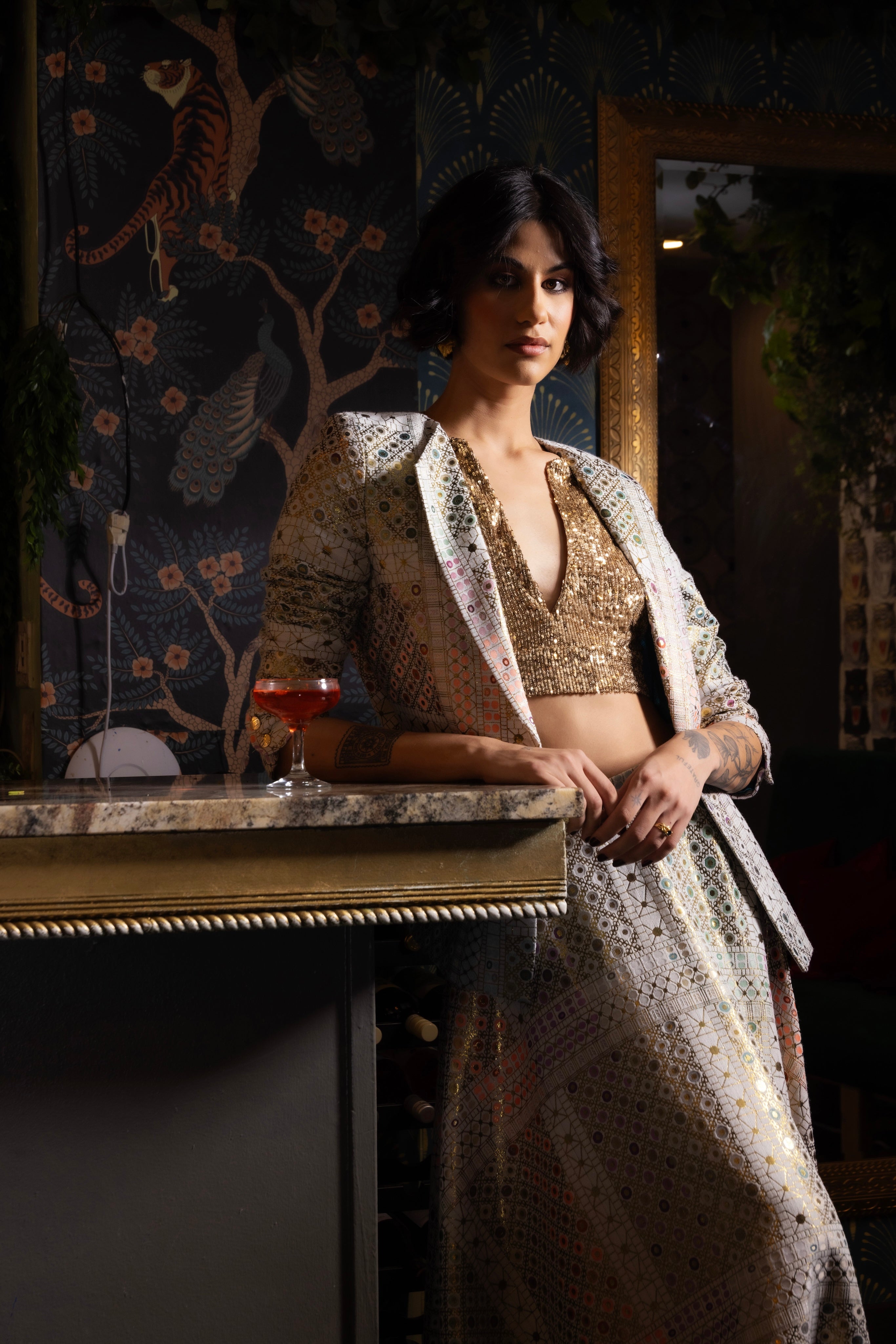 sequin blouse lehenga