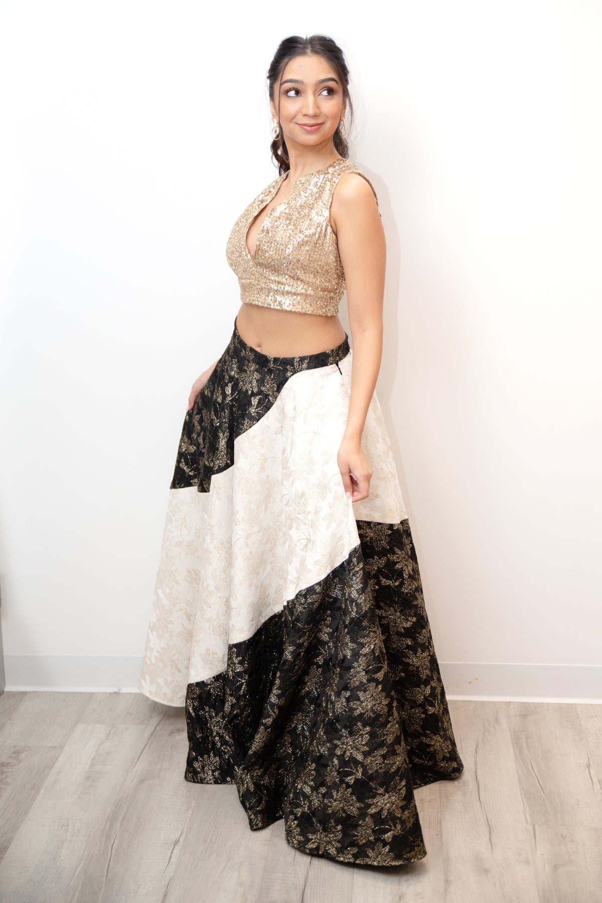 HARI Gold Sequin Lehenga Top