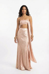 HIBA Strapless Dupatta Lehenga Top
