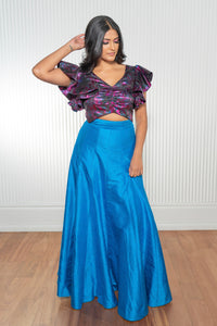 Bright Blue Divya Silk Lehenga Skirt - Harleen Kaur
