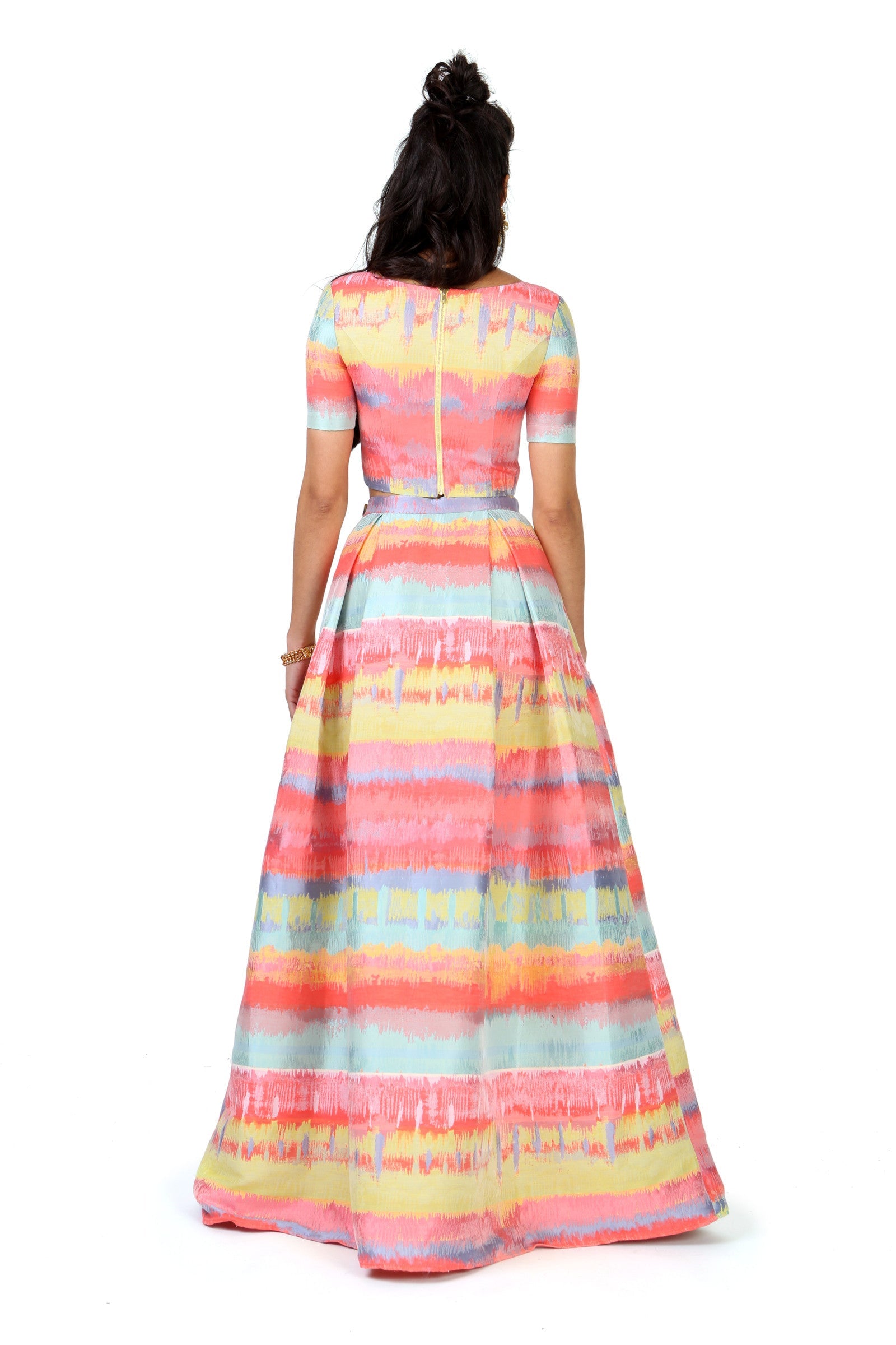 Multicolor Paint Jacquard Lehenga Skirt - Harleen Kaur - Indowestern Womenswear