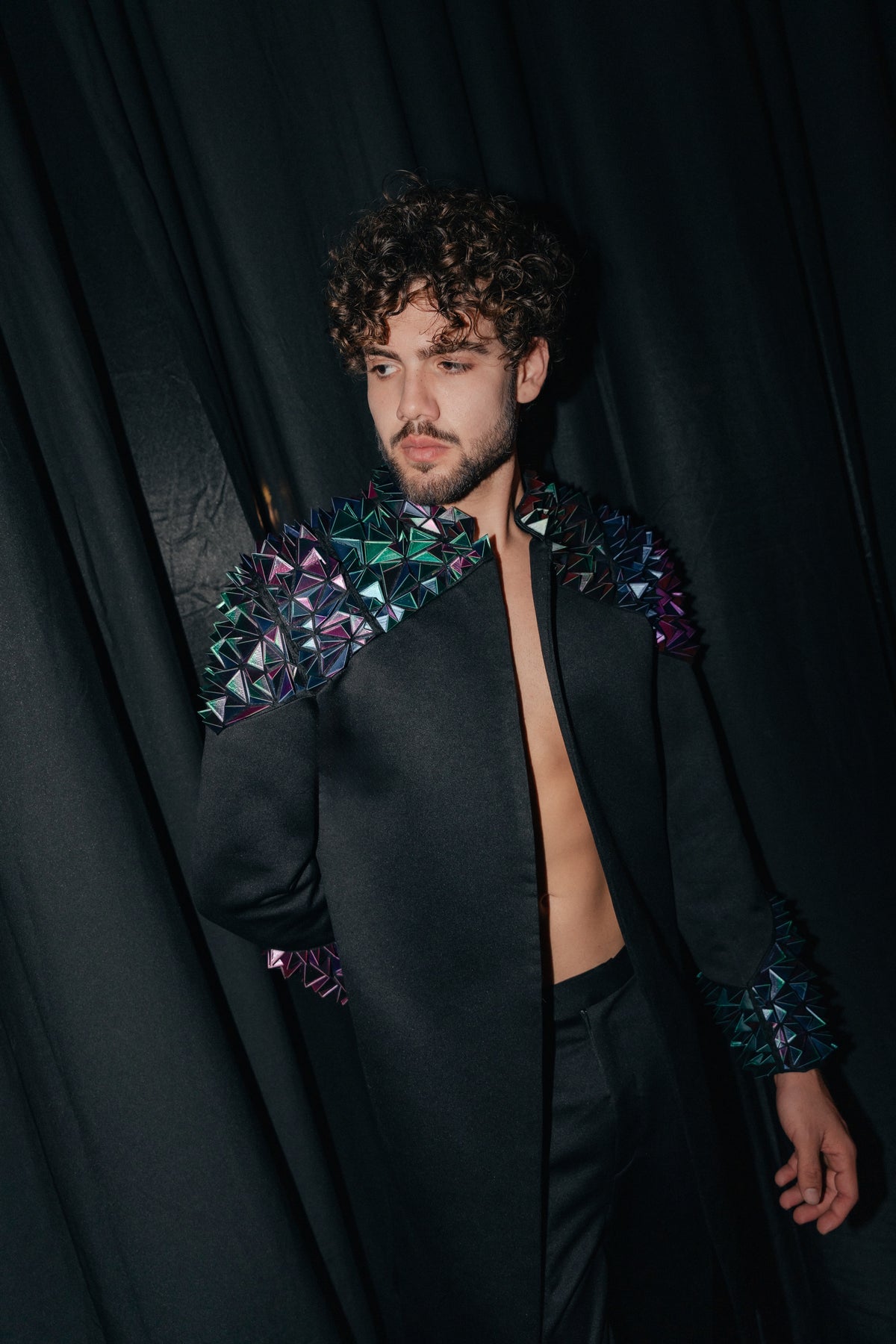 AMIR 3D Printed Open Sherwani Jacket