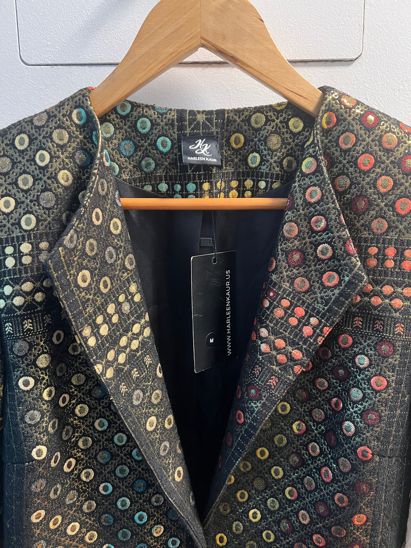 FARIA Black Geo Jacquard Indian Blazer