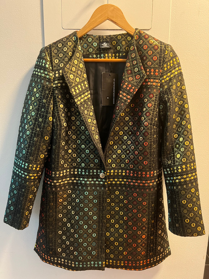 FARIA Black Geo Jacquard Indian Blazer