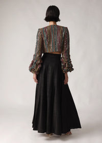JANINE Black Sequin Cropped Jacket