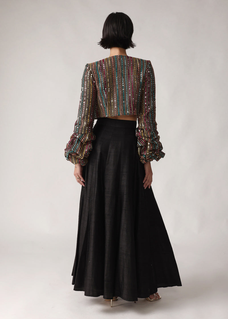 JANINE Black Sequin Cropped Jacket