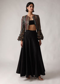 JANINE Black Sequin Cropped Jacket