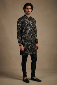 JIMMY Black and Gold Velvet Kurta