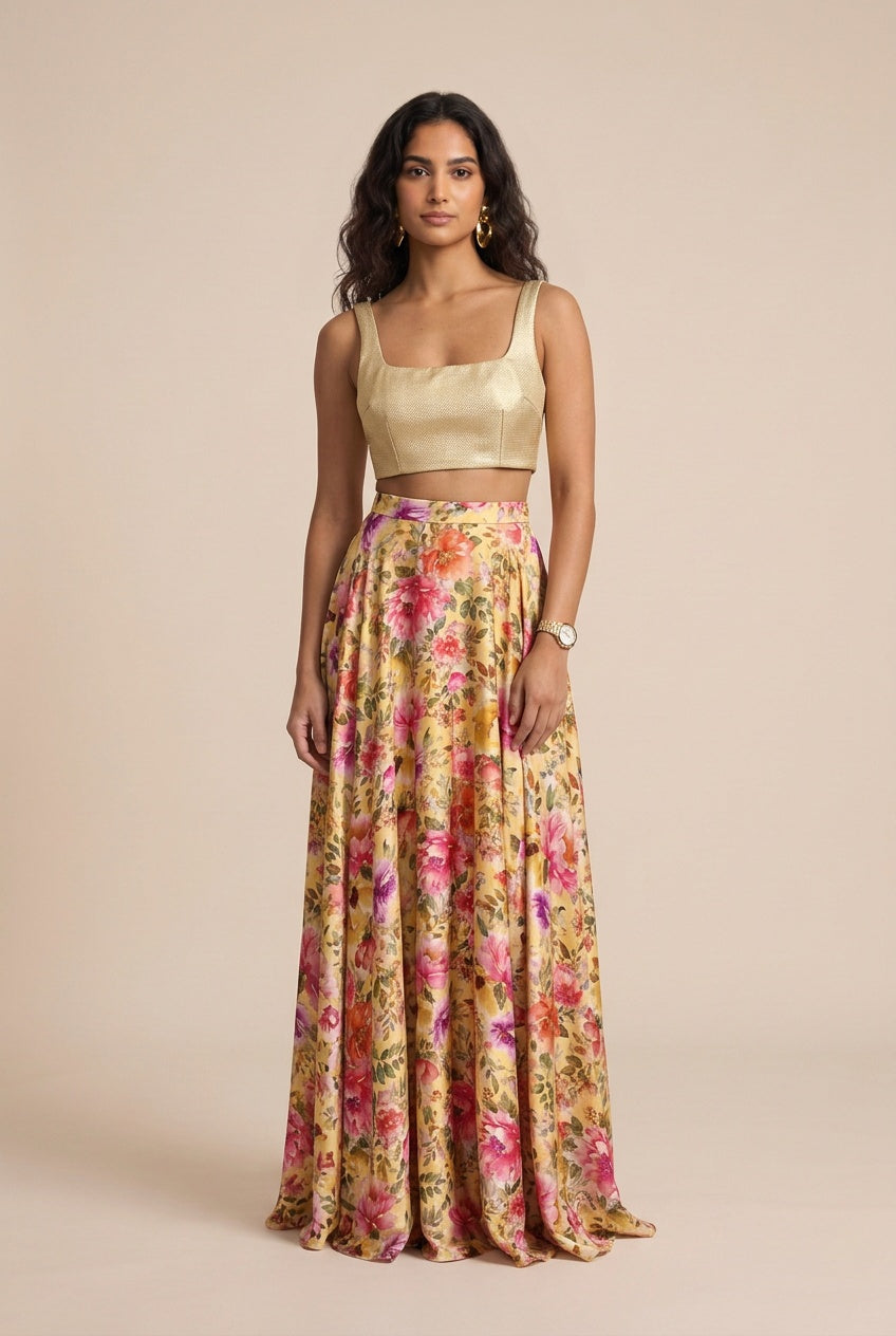 KANAK Gold Scuba Lehenga Top