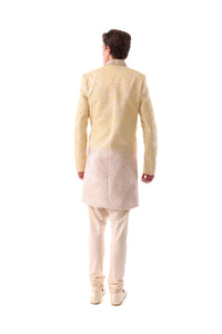 KARAN Pale Yellow and Gold Sherwani